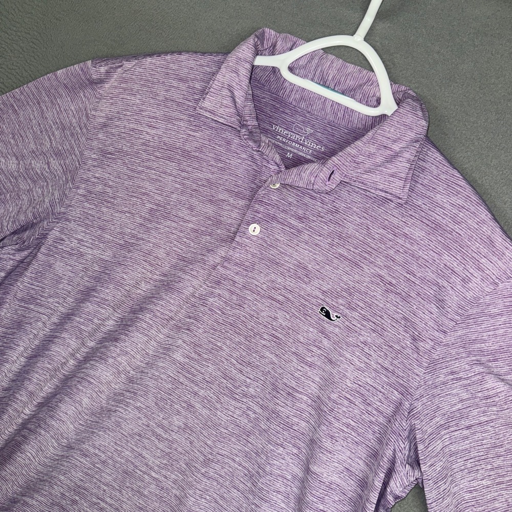 Vineyard Vines Polo Shirt Mens Medium Purple Heathered Performance Short Sleeve